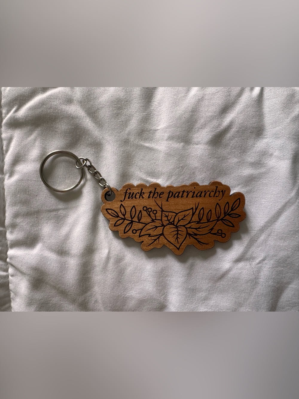 Wooden 'F the Patriarchy' All Too Well Taylor Swift Keychain - Brown